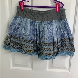 Blue and gray flowery mini skirt from Free People
